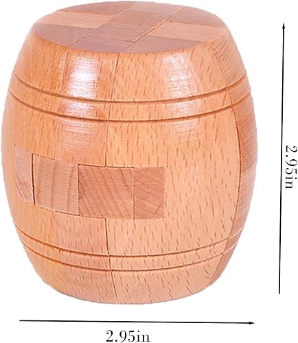 Miniatura 6 de Rompecabezas de madera de barril de polvo hechos a mano entrelazados 3D rompecabezas de pasaje oculto, rompecabezas mecánico, juguete mágico, juegos