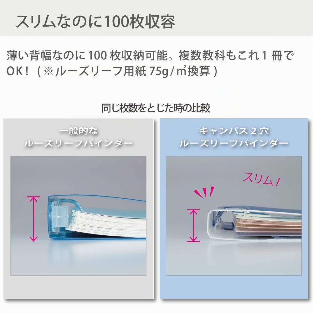 Kokuyo Campus Schnellhefter A4, 2 Löcher, bis zu 100 Blatt, blau, Japan Import (RU-PP158B)