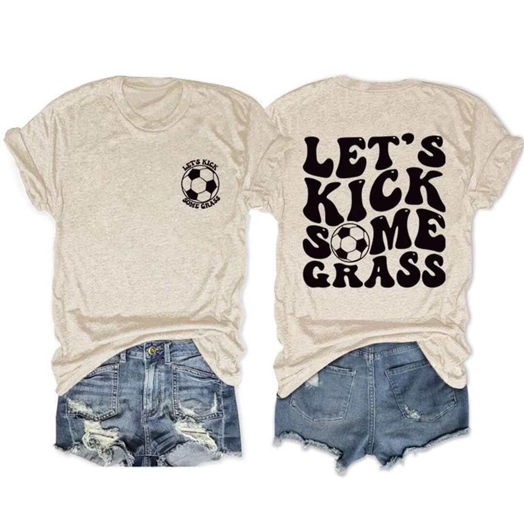 Soccer Mom Shirts for Women Game Day Shirt Funny Football Mom Graphic Tee Casual Short Sleeve Ball Mama Tops