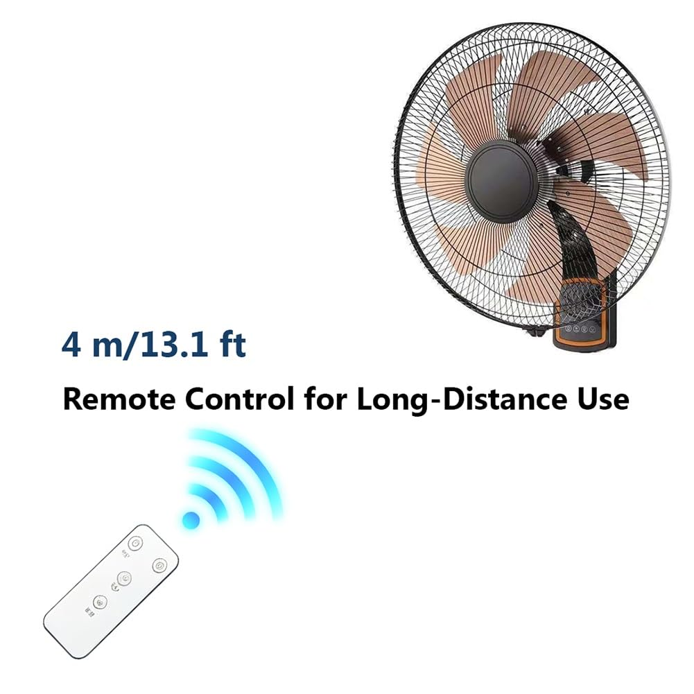 Ventilatore da Parete Oscillante da 50cm con Telecomando e Timer 12h | Ventilatore con 3 Velocità, Pale in Alluminio, Pannello Comandi per Casa Camera Letto e Garage
