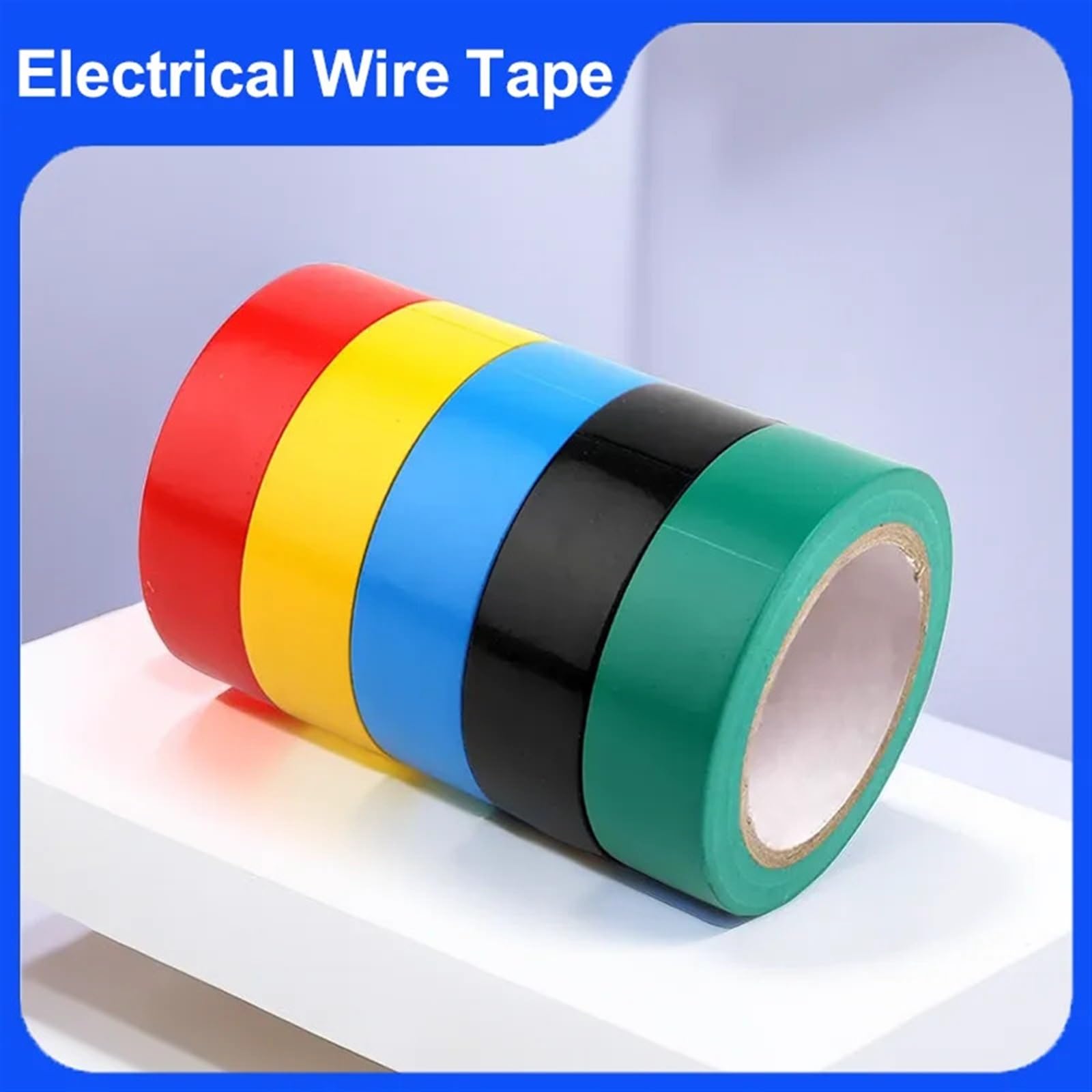 Cinta aislante, Cinta Eléctrica De PVC Multicolor 10M-20M Paquete 5(Black,20M(65.6FT)-5 PCS)