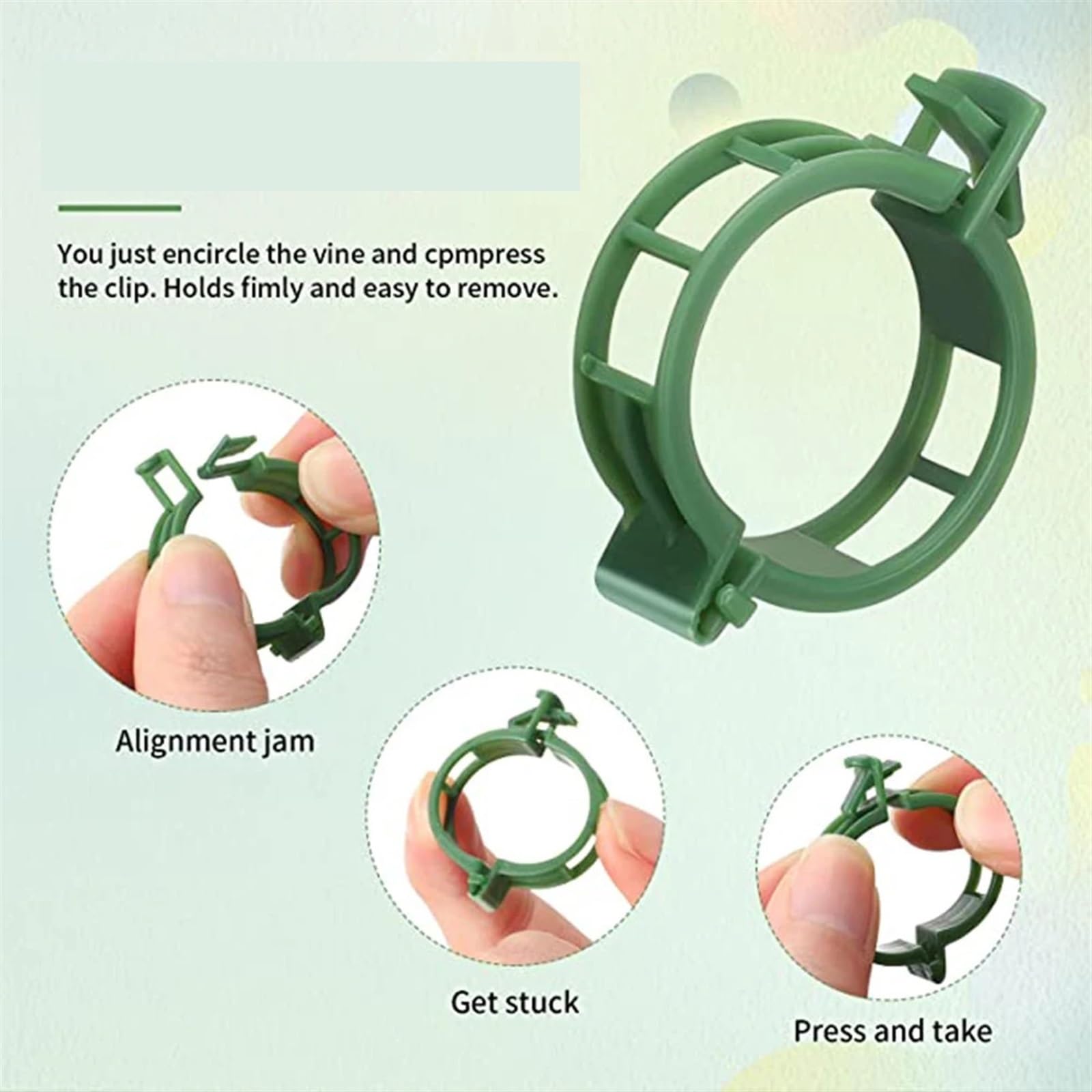 Attaches pour Plantes de Jardin, Clips de Support for Plantes, Piquet en Treillis en Plastique, Support de Serre for tomates de Jardin, 100 pièces