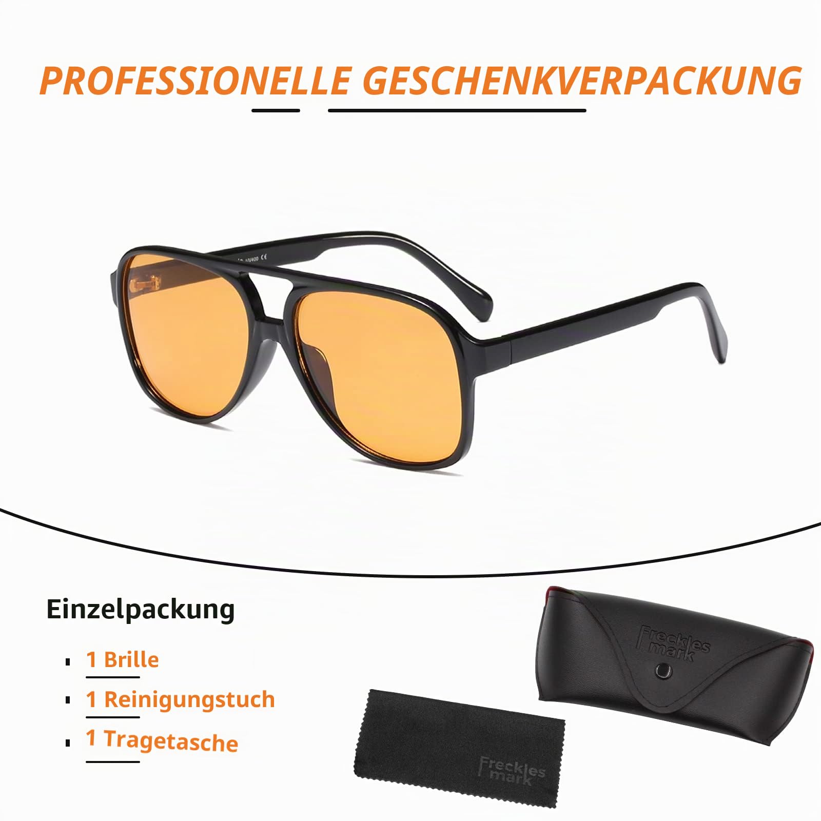Freckles Mark Vintage Retro 70er Jahre Sonnenbrille für Damen Herren Klassisch Groß Quadrat Pilotenbrille Trendige Brille