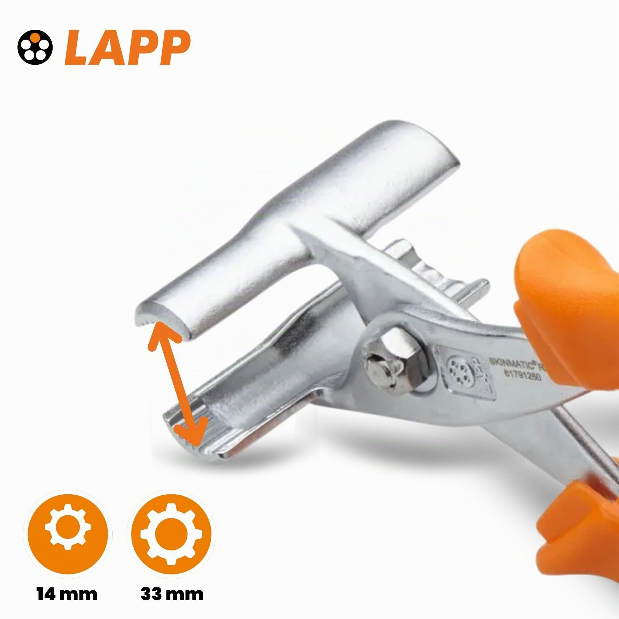 Lapp Skinmatic RZ Montagewerkzeug - Zange für Kabelverschraubungen 14-33 mm | Stufenlose Montagezange für alle Schlüsselweiten, ergonomischer Griff, ideal für bereits eingelegte Kabel, 61791260