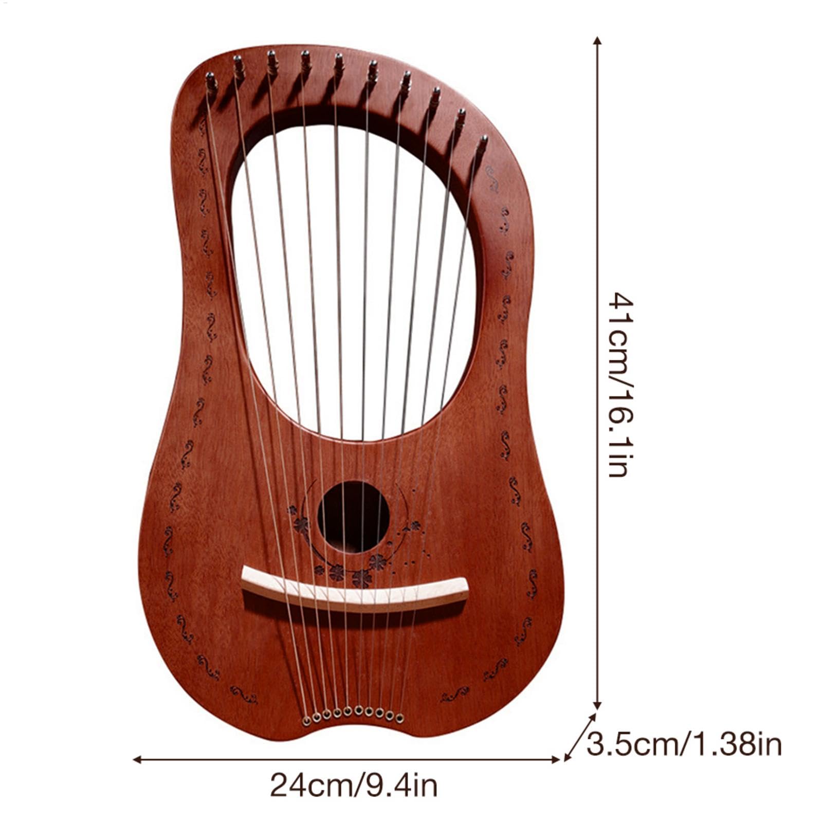 Lyre Harp | 10 Metallsaiten Laugenharfe | abgerundete Kanten Mahagoni Lyre Musikinstrument | Laugenharfe Massivholz Mahagoni für und bequemeren Griff