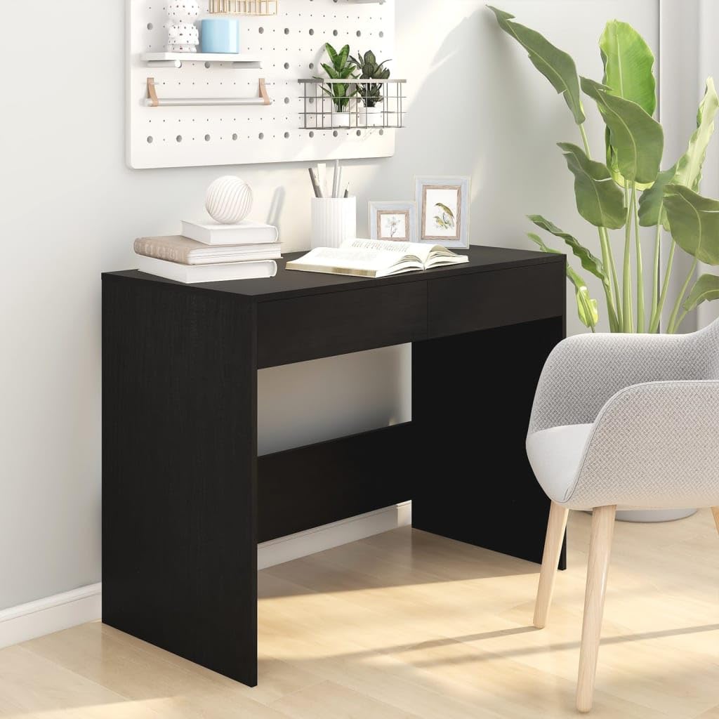 Scrivania nera 101 x 50 x 76,5 cm, materiale in legno, robusto tavolo per computer per casa, ufficio, giochi, cameretta dei bambini, ideale per scrivere e studiare