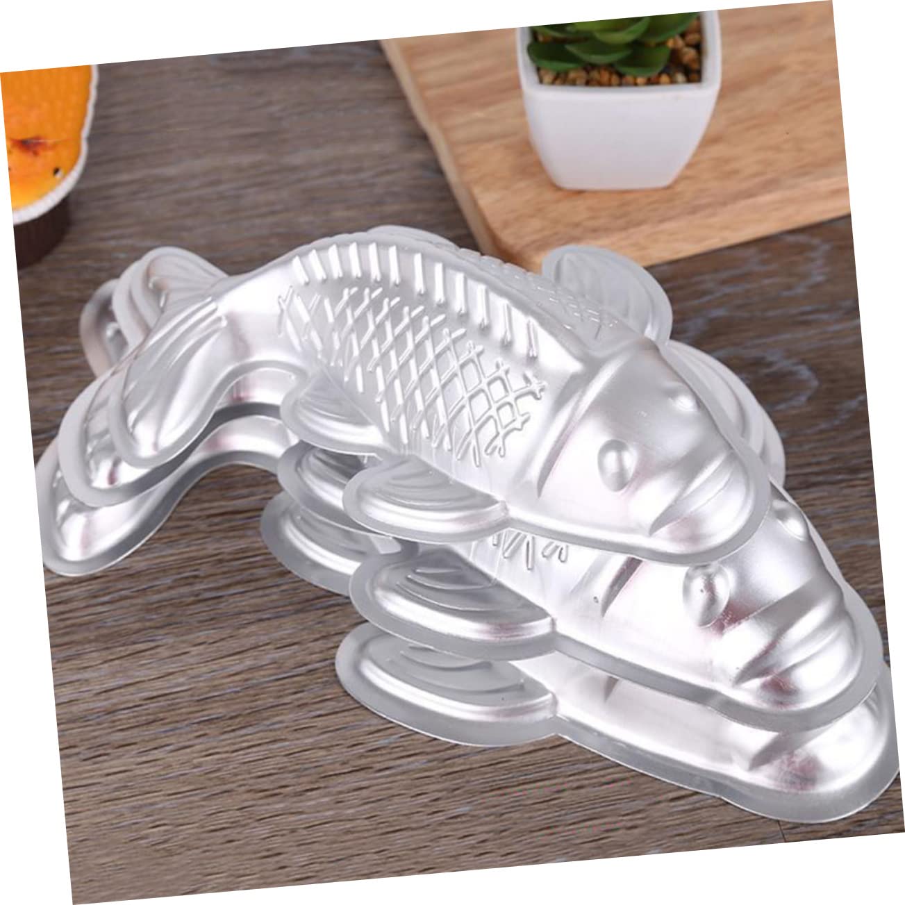 PartyKindom 3 Sätze Reiskuchenform Kuchenformen Set Kuchenform Set Backform Für Jelly Fischform Backform Backen Schokoladenbackform Karpfenkuchenformen Aluminium Silver 2 Stücke * 3