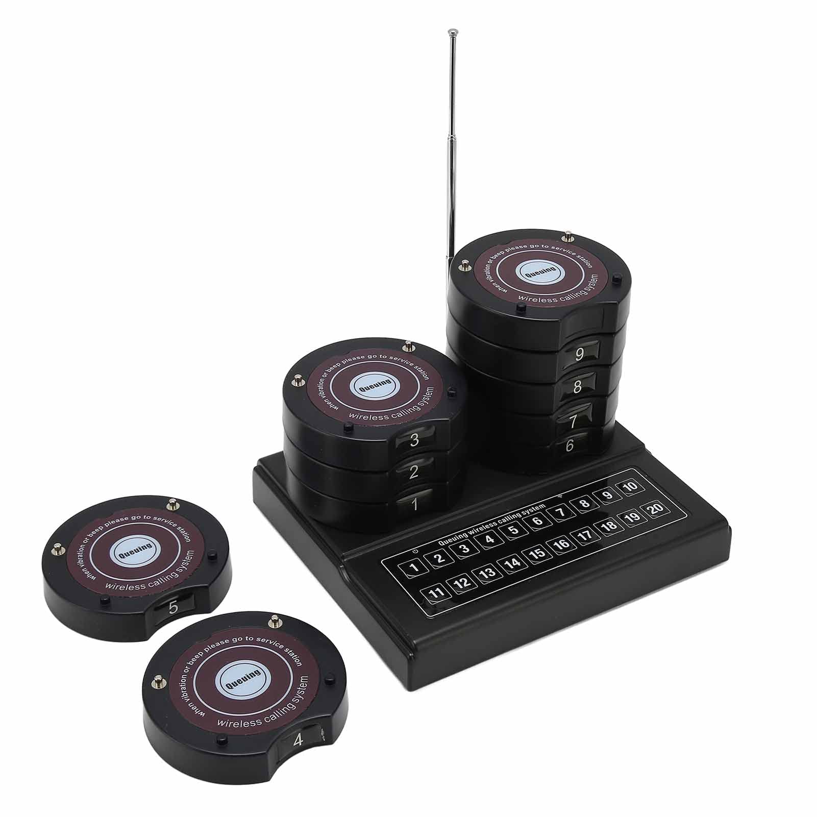 ASHATA di Chiamata Wireless da 1 a 10 Ristoranti, di Chiamata Wireless per Ospedali, Sistemi di Cercapersone per Ristorante Plug And Play con Chip Professionale a 20