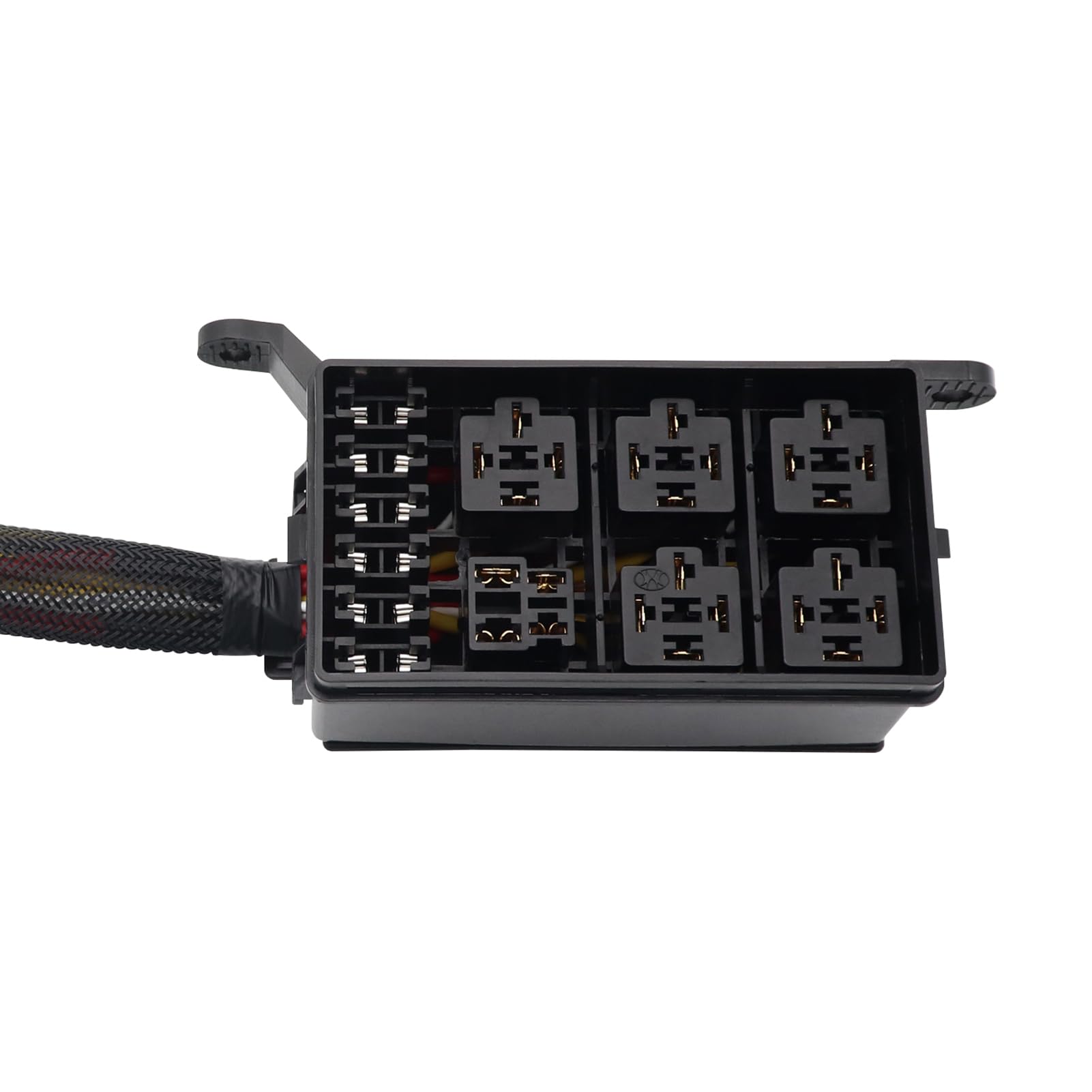 Hanzete - Blocco relè fusibile 12 Volt con relè 40A JD1914 4 pin RTT7121, 6 portafusibili ATC/ATO, scatola relè con cablaggio fusibile impermeabile e scatola relè per auto, camion, barche