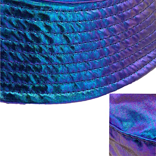 Goodxing Unisex Metallic Bucket Hat Fashion Trendy Fisherman Hats Reversible Packable Sun Classic 80S 90S Rapper Hip Hop Costume, Flash-Blue #TOP5