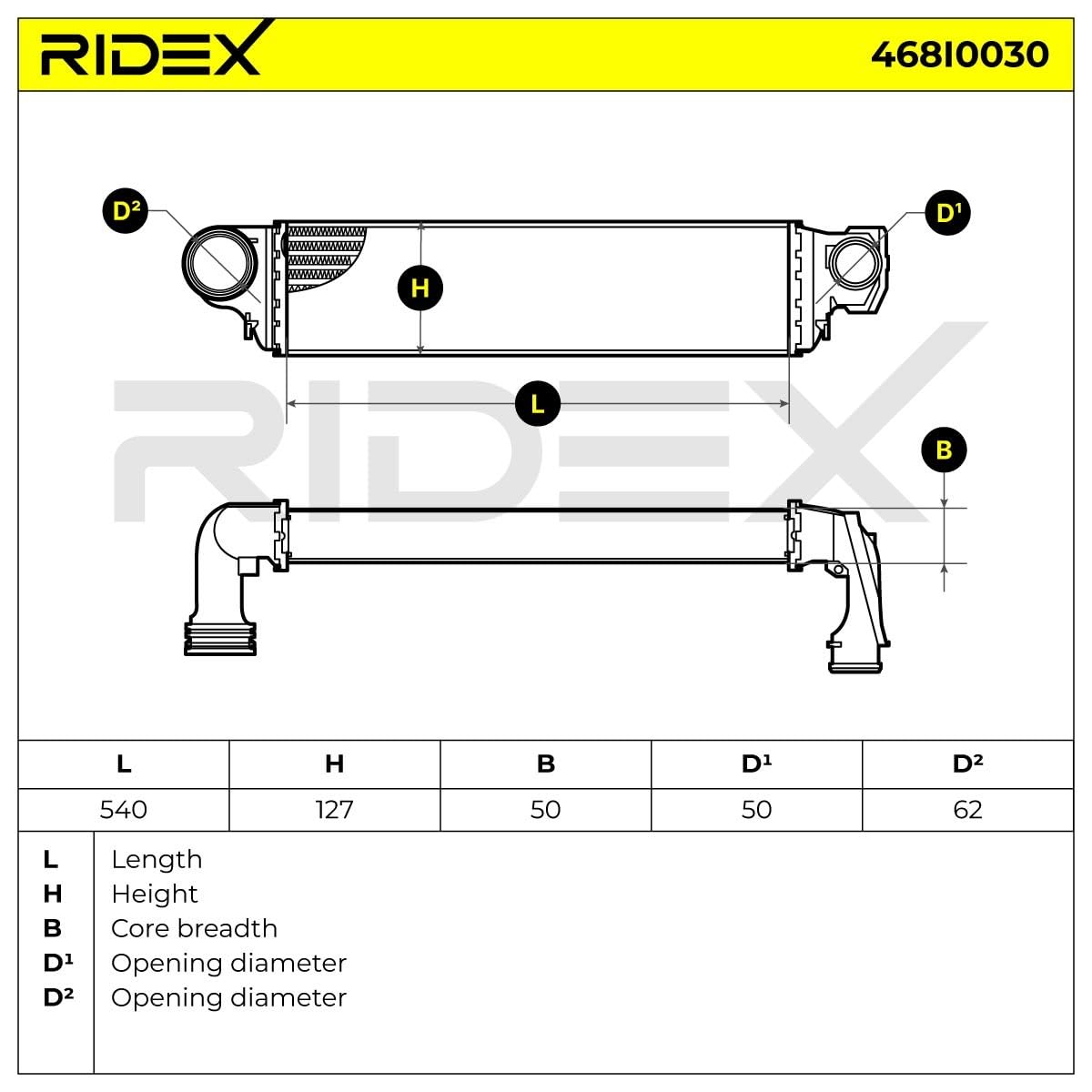 RIDEX 468I0030 Intercooler Compatible con BMW 3 Sedán E46 Gasóleo