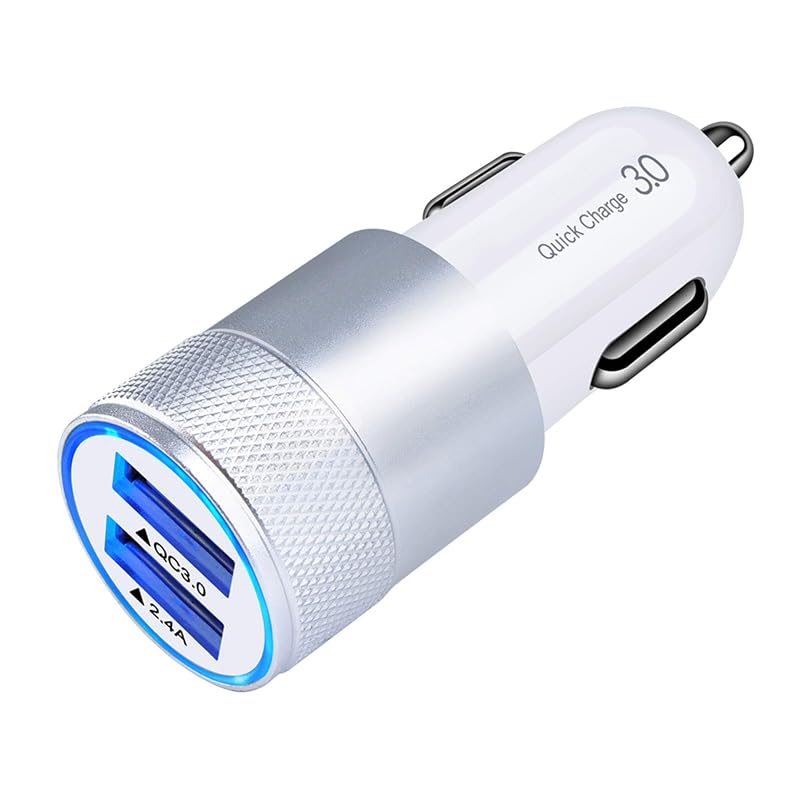 Carregador Veicular USB Duplo FiveBox 30 W 5,4 A com Indicador LED Prata