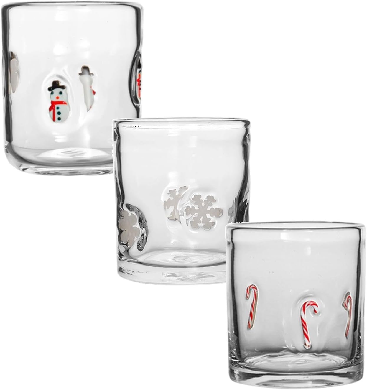 Amazon.com | 3 Pack Christmas Icon Juice Glasses, 14oz Wine Juice ...