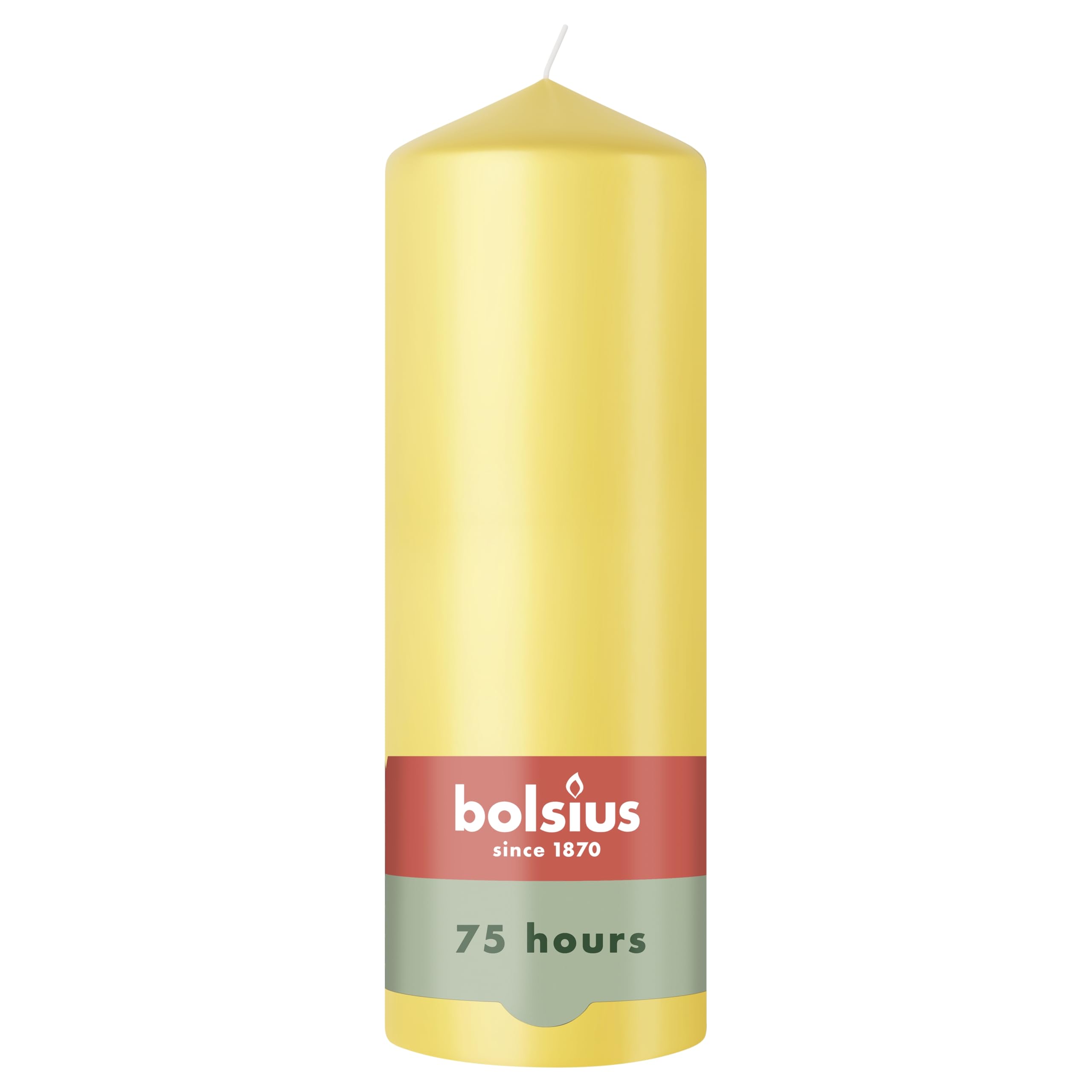 Bolsius - Essentials - Vela de pilar lisa - Amarilla - 20 cm - 6 piezas - Velas decorativas - Contiene cera vegetal natural - Sin aceite de palma