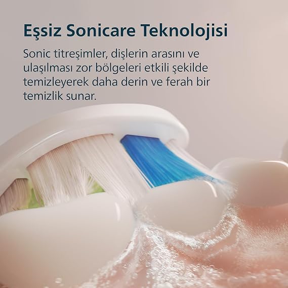 Philips Sonicare 5300 Şarjlı Diş Fırçası, 21 Gün Şarj, 7 kat plak temizliği, Basınç sensörü, 2 mod, Seyahat kabı, 2 başlık, Beyaz, HX7108/03
