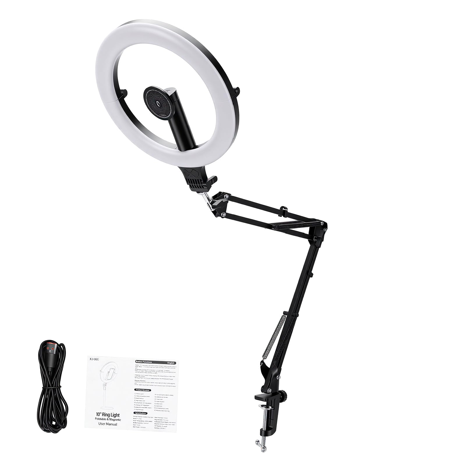 Karlak Anneaux Lumineux LED Pliables de 10 Pouces, avec Support de Téléphone Magnétique pour Le Maquillage et Le Streaming, Solution D'éclairage Portable 3000K-6500K