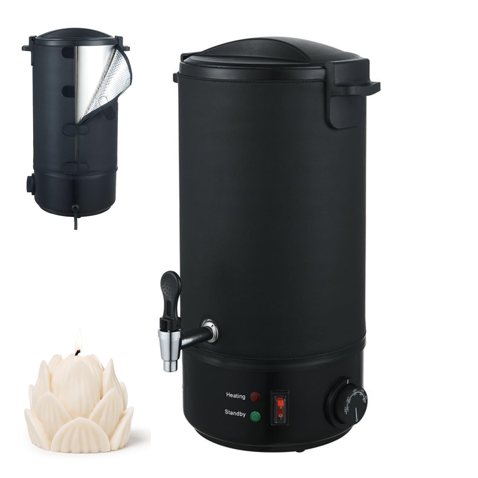 Olla cera eléctrica 10L para fabricación de velas con termostato regulable 30℃-110℃