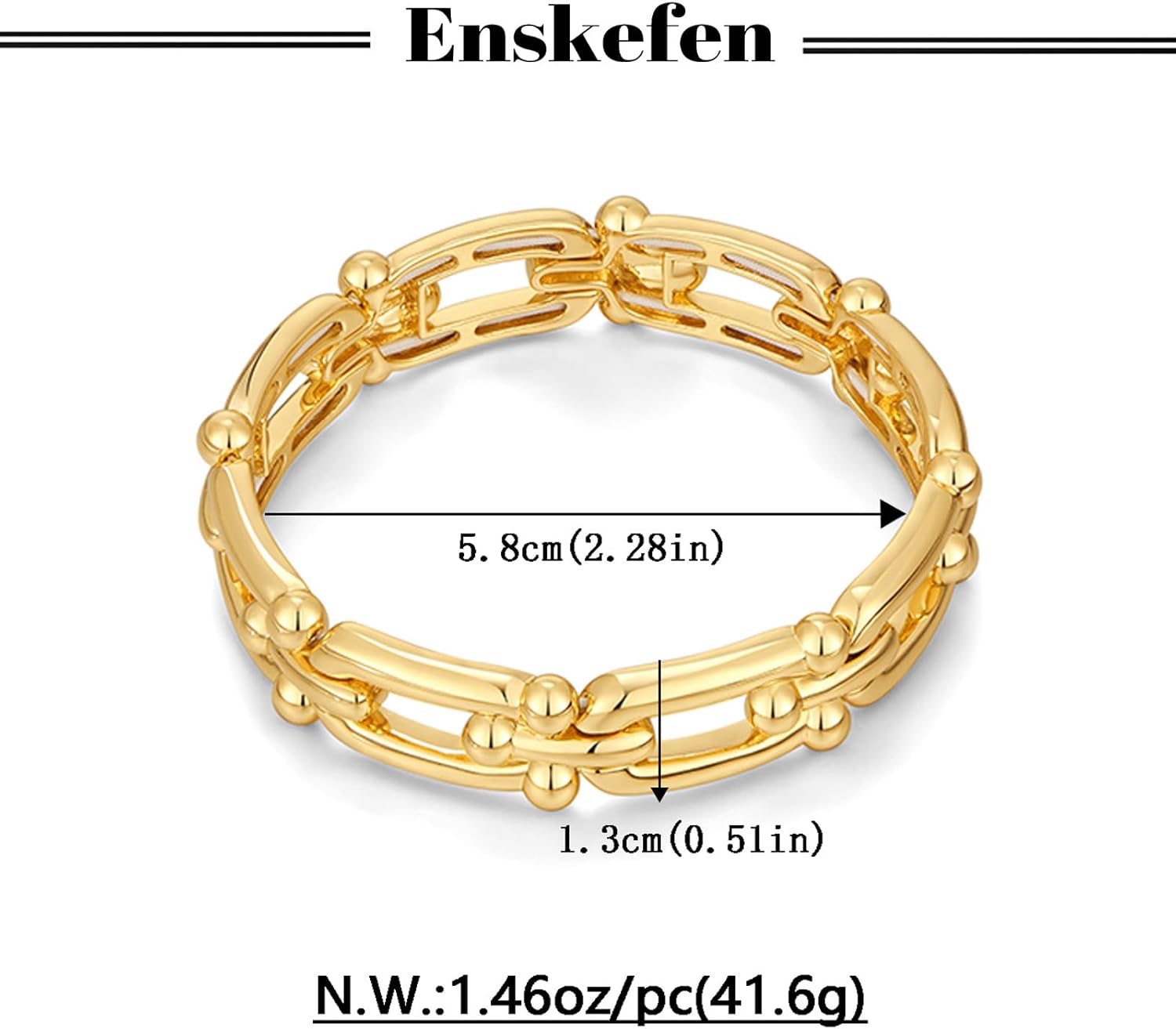 Chunky Stretch Bangles Bracelets for Women Trendy Wide Elastic Gold Bracelet Flexible Link Chain Bracelets - Image 7