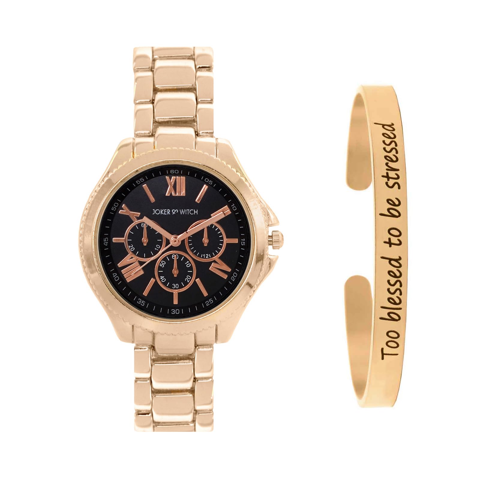 Joker & Witch Stainless Steel Women Golden Dusk Analog Watch Bracelet Stack, Black Dial, Rose Gold Band (B0C7L7RMD1) Amazon Price History, Amazon Price Tracker