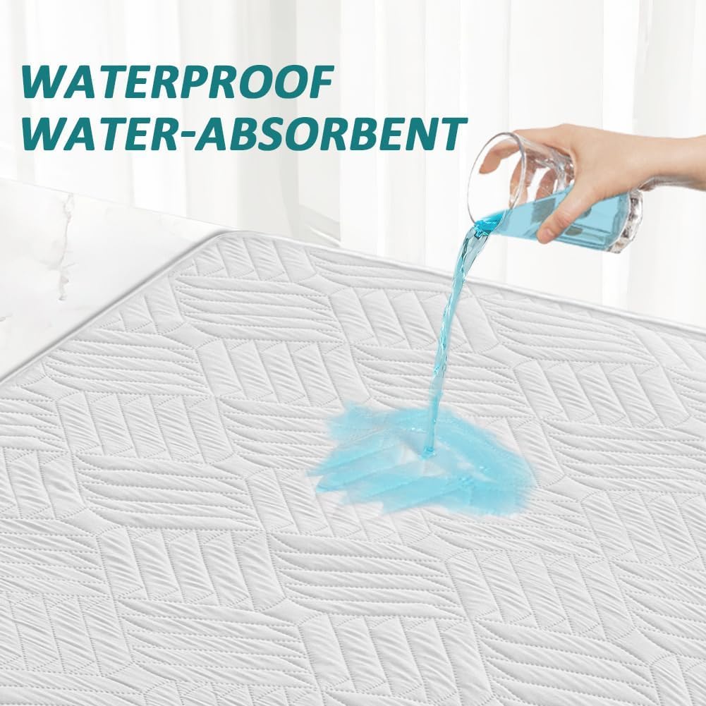 DUJUIKE AlèSes Lavables pour Incontinence avec Ailes, ProtèGe-Matelas ImperméAble, Drap Absorbant RéUtilisable pour Incontinence Et Pipi Au Lit, Dessous AntidéRapant (Blanc, 2pcs(85×90cm))