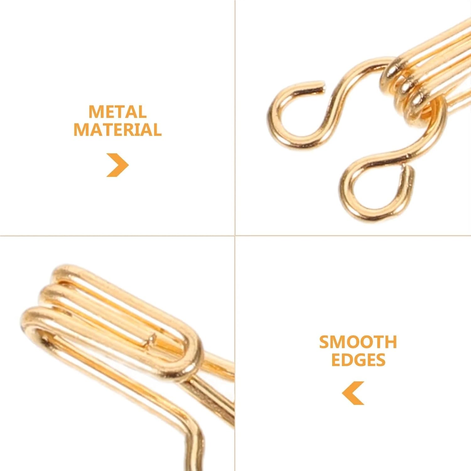 Hook and Eye Sewing 200 Pcs Invisible Clip-on Wardrobe Hook 17Mm Gold Sewing and Eye Closure Secure Fastener