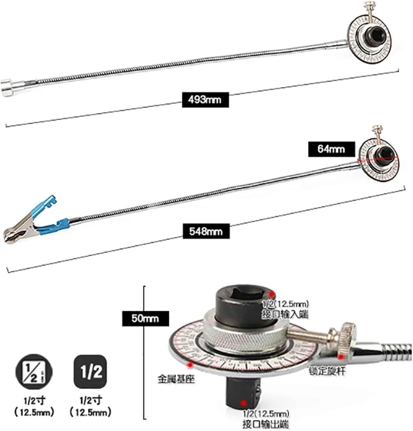 iDili Auto Repair Angle Torque Meter, Magnet Clip, 2-in-1 Torque Angle Gauge, DIY Torque Wrench Measuring Instrument