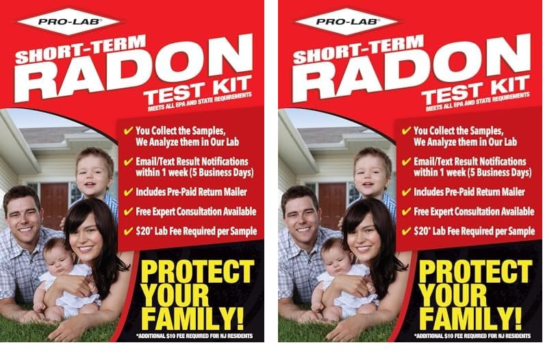 Radon Test Kit for Home - EPA Approved Short-Term Radon Tester with 2 Detectors - 20 Lab Fee Required Per Detector - Quick & Reliable Radon Testing (Pack of 2)