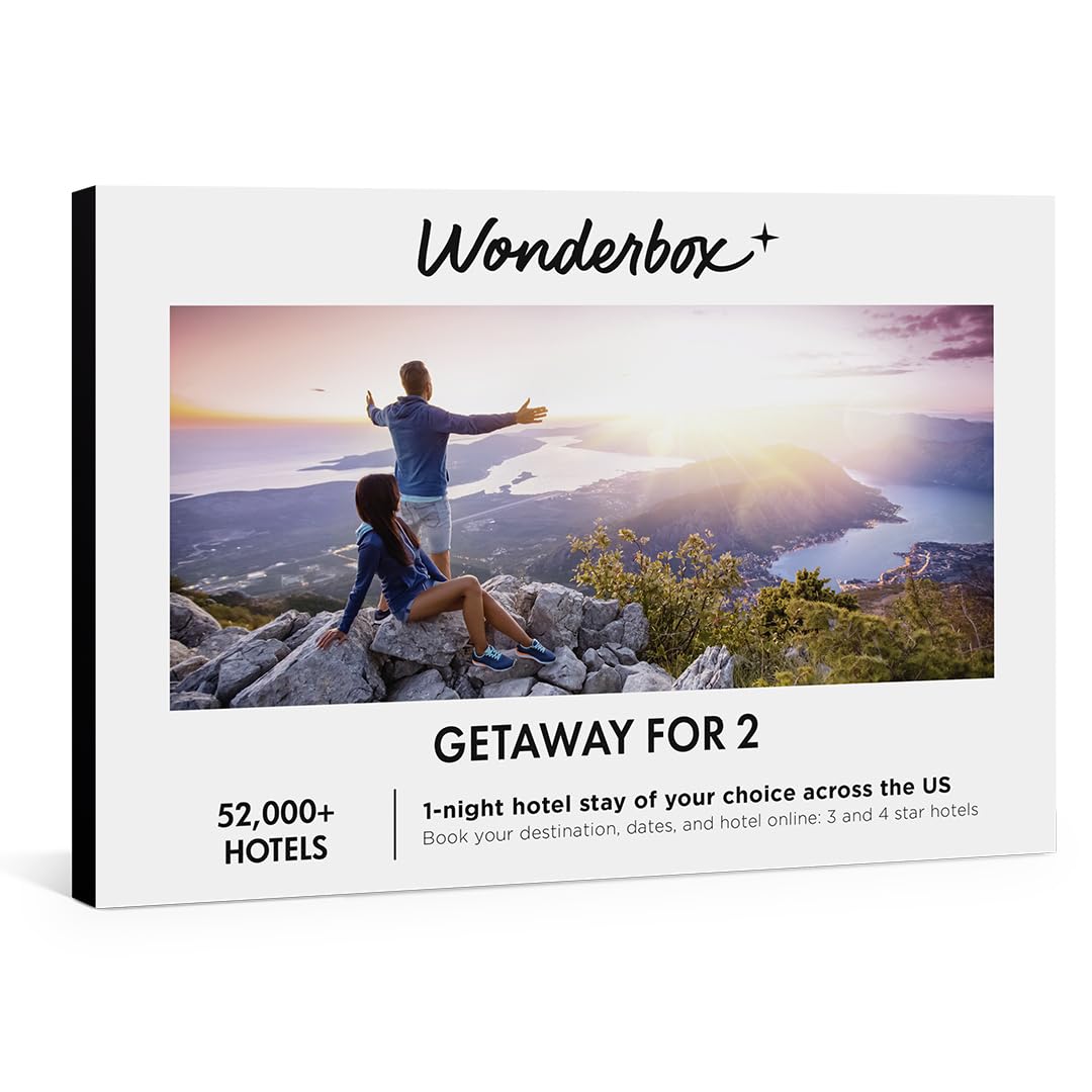 WONDERBOX - Original Gift Idea - Experience Gift - Getaway for 2-1 Hotel night for 2 people - Online Booking Platfrom - Up to 52.000 hotels across the US - 3 to 5* hotels