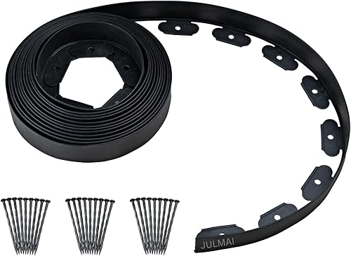 JULMAI Kit de bordes de paisaje, bordes de jardín de 30 pies y 2 pulgadas de alto con 27 estacas de borde, bordes de goma para paisajismo, cama de