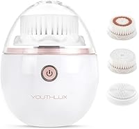 Vista 1 de YouthLab Pure Radiance, cepillo de limpieza facial vibratorio, eléctrico, 3 modos, 3 cabezales de cepillo (2 cerdas, 1 silicona), impermeable, Oro
