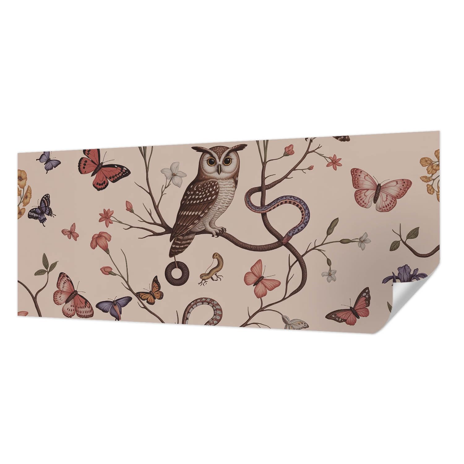Papier peint adhésif panoramique nature hibou 250x104