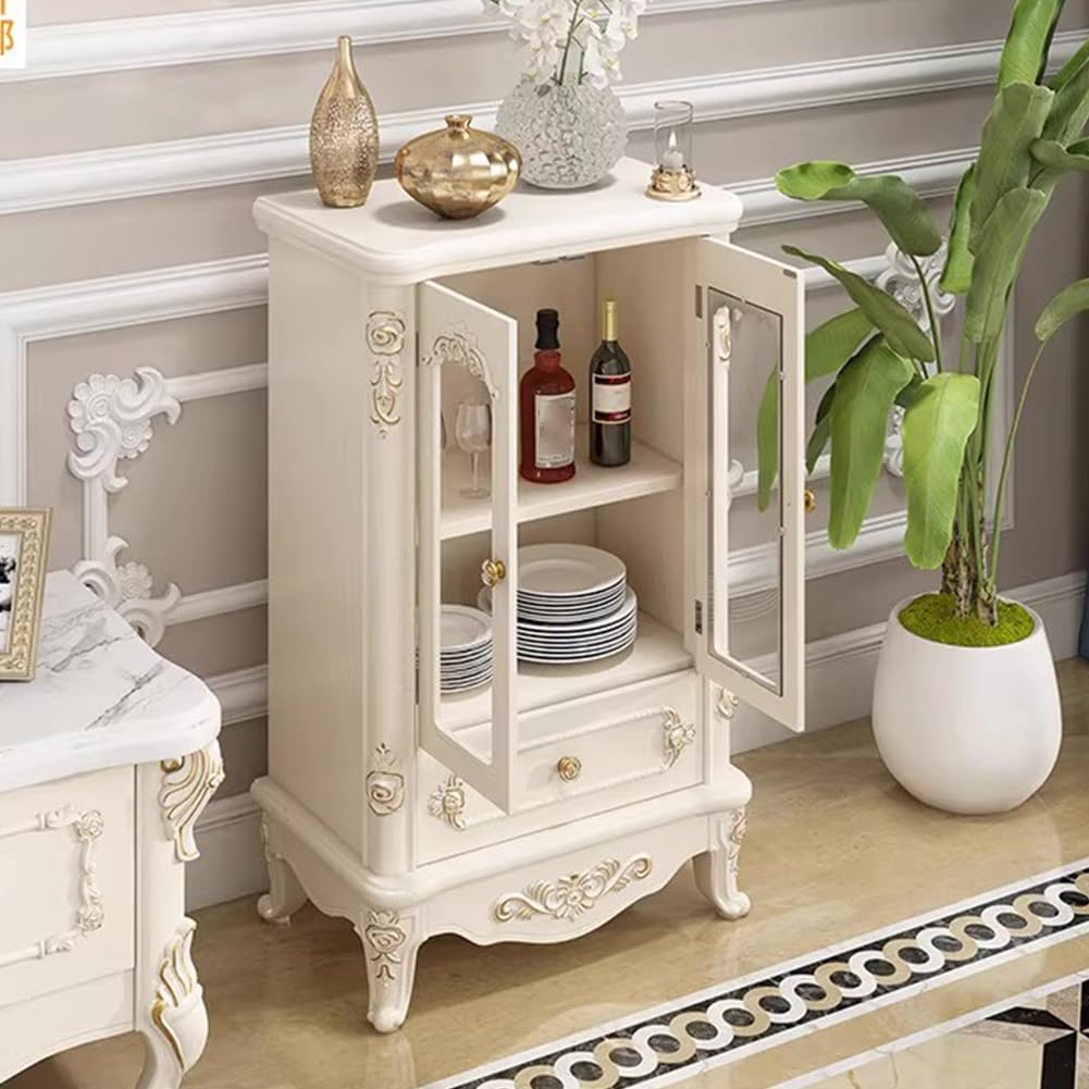 Vetrina E Mobile Antico Con Ante in Vetro, Elegante Vetrina Per Calici Da Vino Bianco E Rosso, Vetrina Per Soggiorno, Vetrina Con Cassetti, Mobiletto Angolare Per Vino,Gold pattern