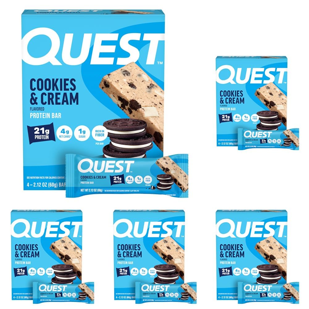 Quest Nutrition Double Chocolate Chunk Protein Bars, 20g Protein Bars, 1g Sugar, 4g Net Carb, Gluten Free, Keto Friendly, 4 Count — Amazon image 10