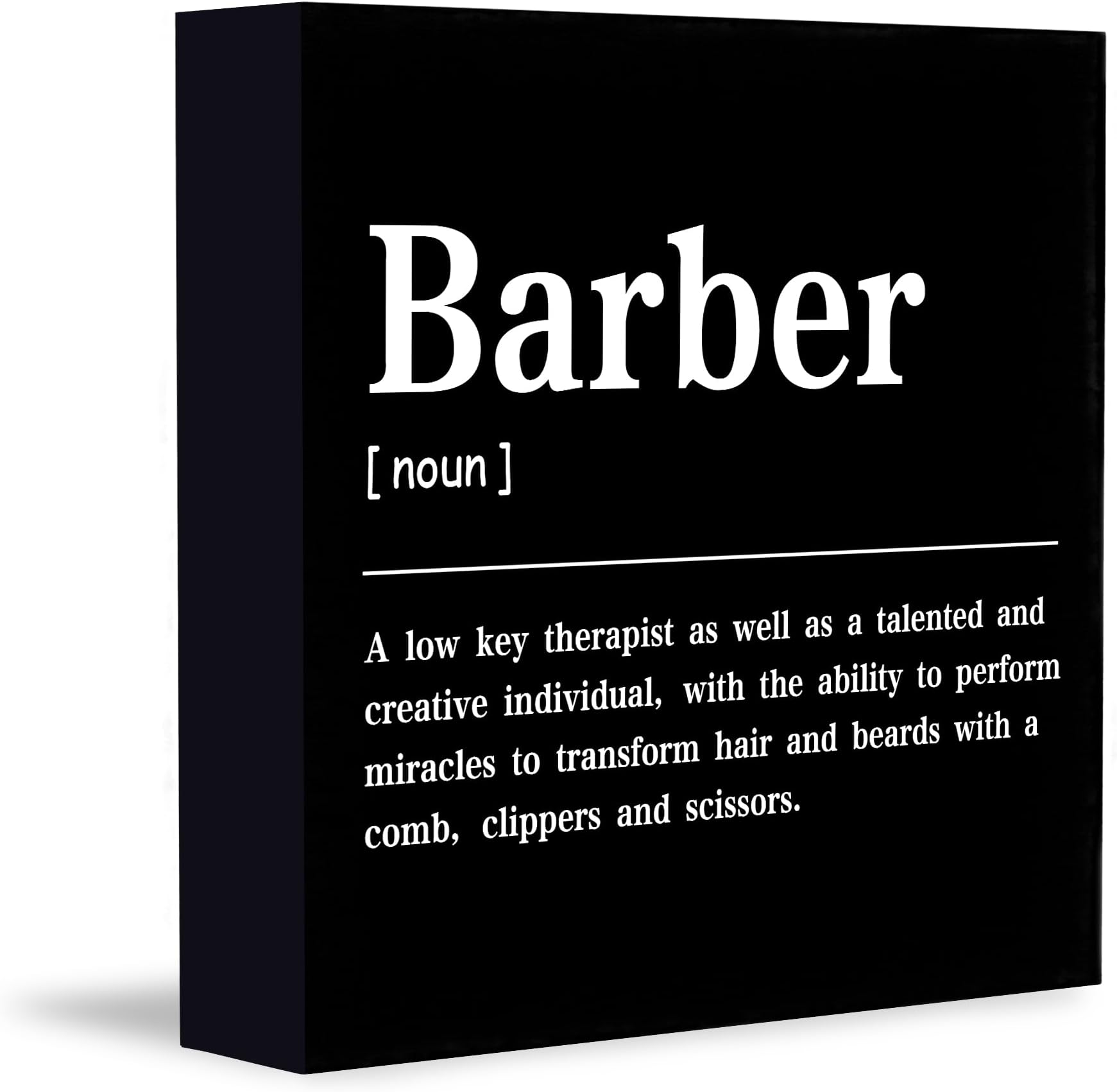 Barbershop Hair Salon Decor Wooden Box Sign, Barber Shop Barber Gifts for Men Accessories, Salon Decor for Hair Stylist Salon Barbershop Wall Desk Shelf Tabletop Decoration