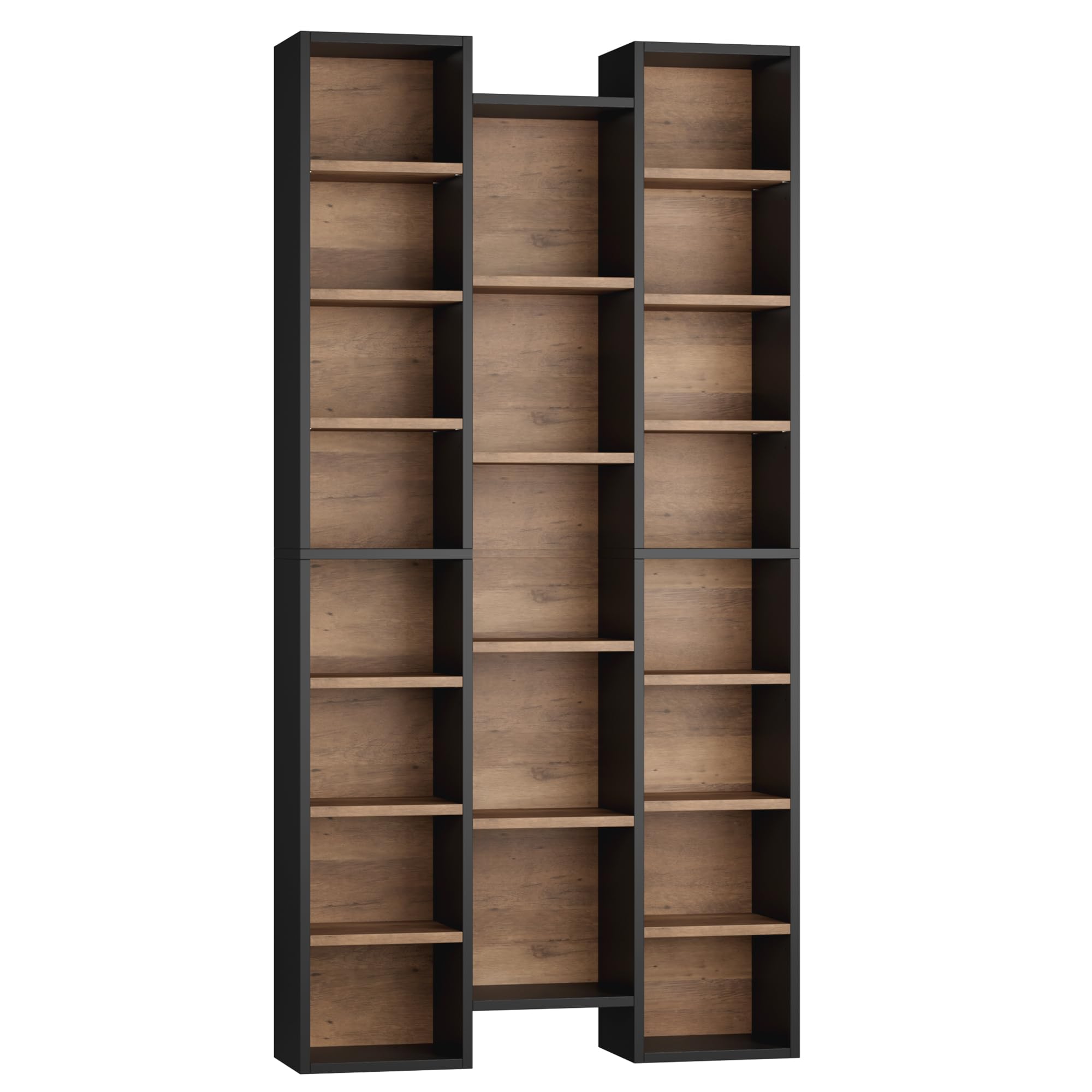 FOTOSOK 71'' Tall Bookshelf with 21 Cubes, 8 Tier Triple Wide Bookshelf with 8 Adjustable Shelves, 35" Large Bookcase DVD/CD Media Tower Storage,