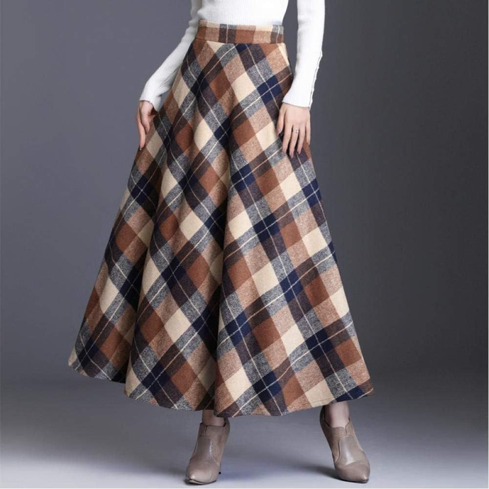 JFYZLT Women's Knitted Half-Length Skirt - Autumn and Winter Straight High Waist Slimming Plus Size A-Line Thick Woolen Skirt