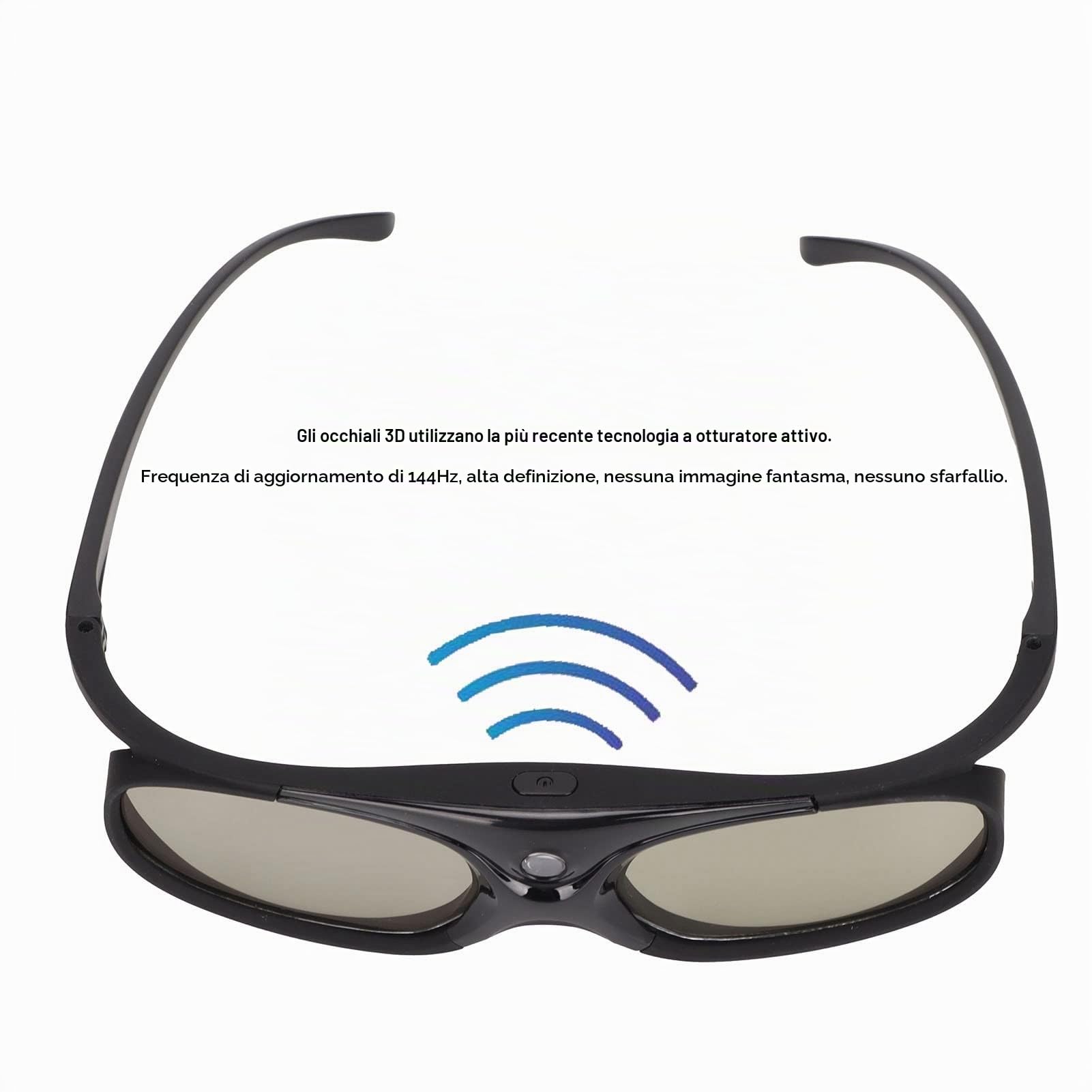 Occhiali 3D DLP Link da 2 Pezzi, Occhiali 3D con Otturatore Attivo 144Hz, Occhiali 3D Ricaricabili per Proiettori 3D DLP Link, Occhiali da Vista 3D per ZX4 H1, per Proiettore 3D