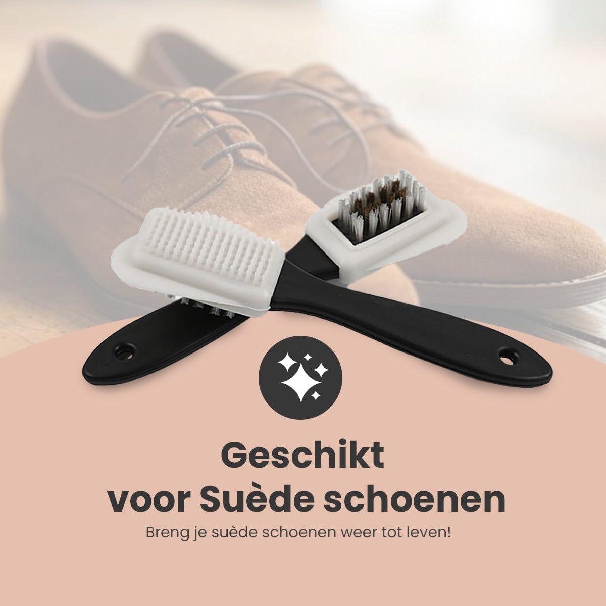 Set van 2 Suède Borstels met Gum en Poetsdoek voor Onderhoud van Suède