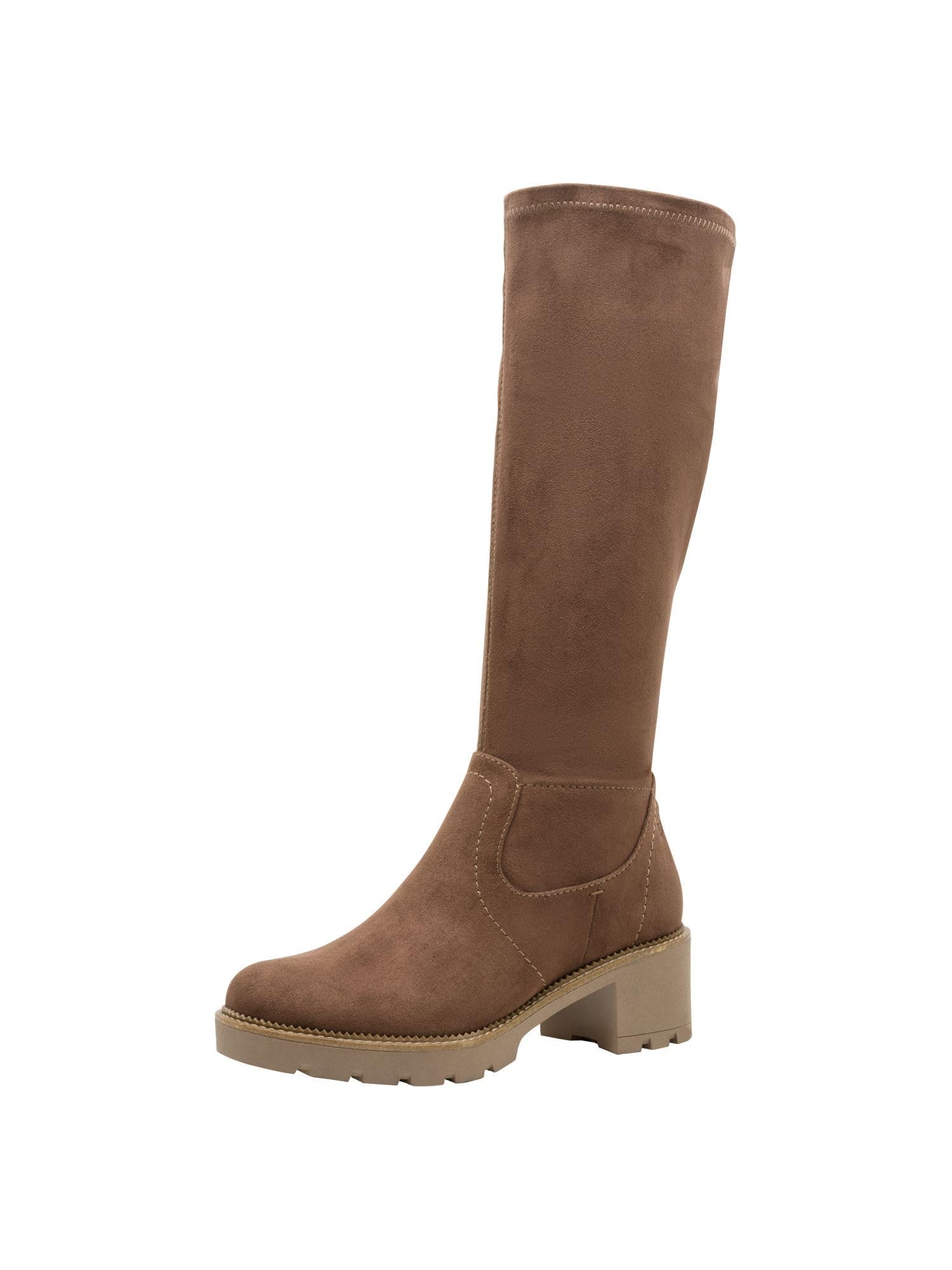 Tamaris Comfort Women’s Boots with Block Heel Water-Repellent, Cappuccino, 6,5 UK