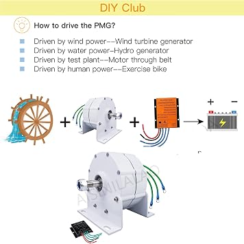 High Efficiency Permanent Magnet Generator, 3000W 24V 3 Phase Alternator Generator Electric Motor Generator AC Alternator Dynamo(Electromagnetic Control)