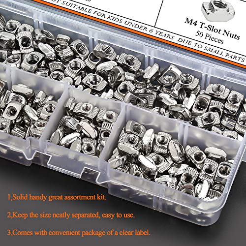 Helifouner 240 Pieces 2020 Series T Nuts, M3 M4 M5 T Slot Nut Assortment Kit #TOP5