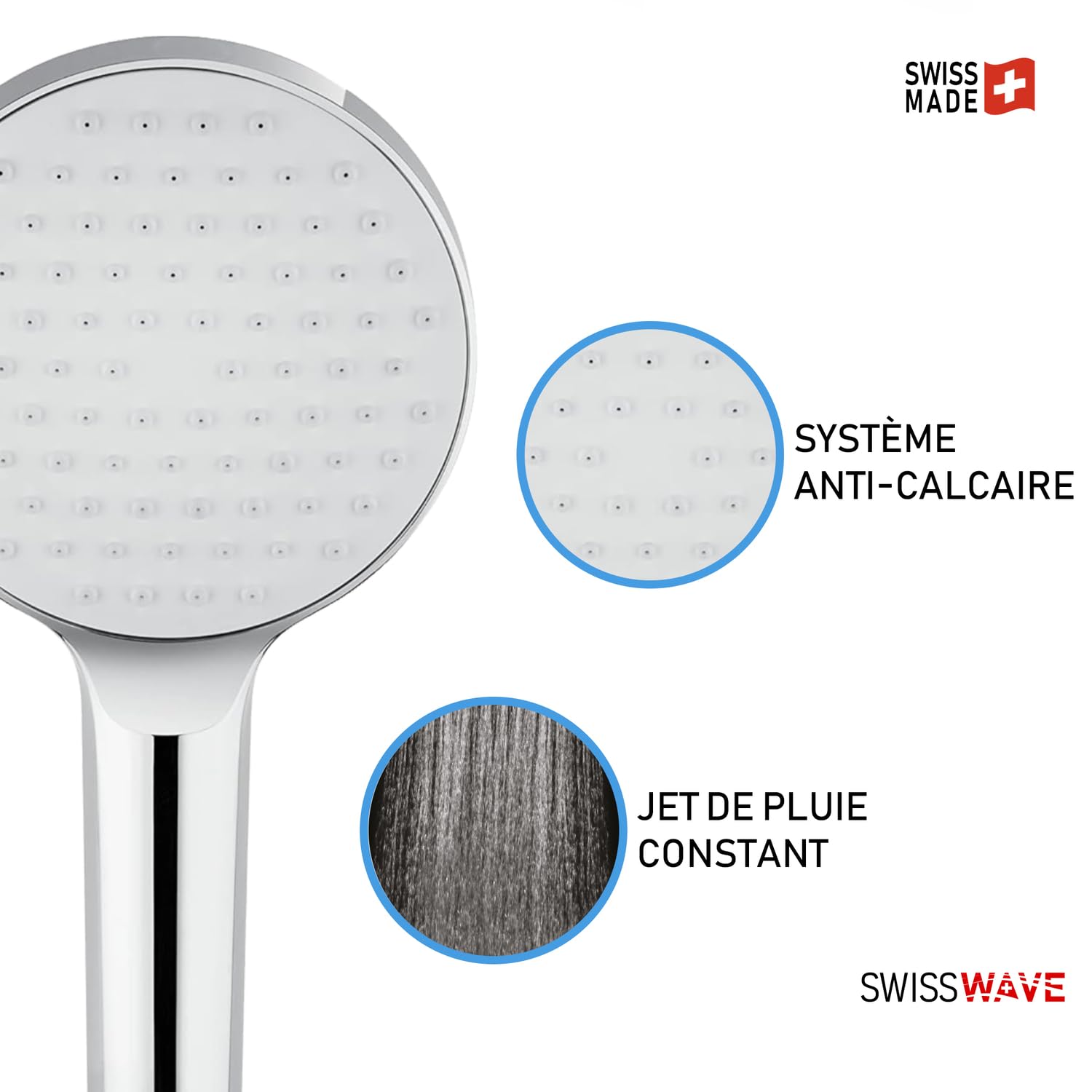 SwissWave 7640348271149 Ensemble Reno Kit Baignoire avec Douche à Jet Unique, Support Fixe, Flexible Inclus, Chromé, Plastique, 300 g