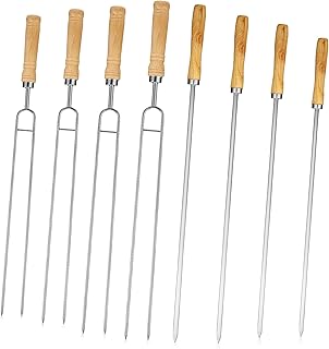 KICHOUSE 8Pcs Espeto De Carne Para Churrasco Cabo De Madeira Espeto Para Churrasco Espeto Para Churrasco Espeto Para Churrasco Espeto De Cabeça Única Espeto Para Assar Espeto Para