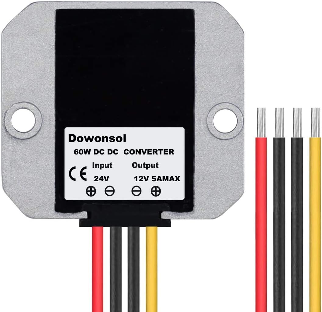 NW DC Voltage Converter Regulator DC 24VStep Down to 12V 5A 60W Waterproof Car Power Supply Electronic Buck Transformer for Golf Cart Club Car (24V-12V5A(66mm))