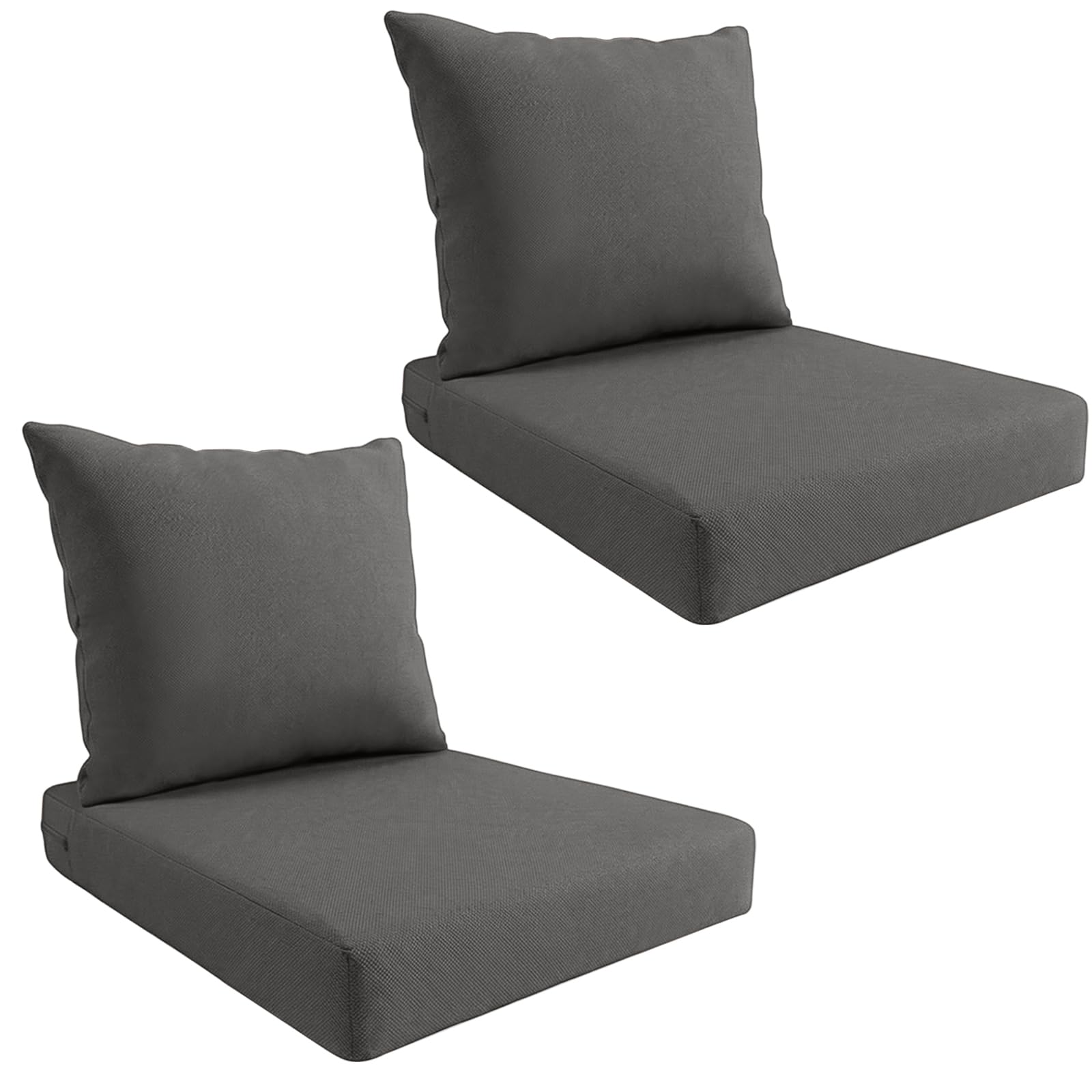 Photo 1 of MHLATYOW QOutdoor Deep Seat Cushion Set, Weatherproof and Fade-Resistant Patio Chair Cushions, 24x24x4 in, 2-Piece Set, with Non-Slip and Outdoor Cushions, Suitable Chairs and loveseats (Dark Gray)