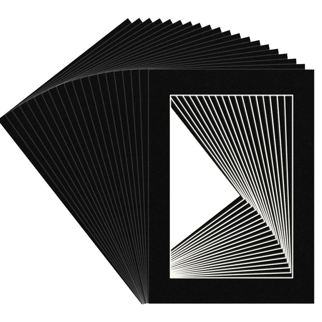 Procut Global A4 Black Picture Mounts for Frames - Fits 9x6" Aperture Size - Precision Cut Cardboard Photo Mounts - Mat Board for Prints, Artwork & Paintings - Pack of 20 — image 1