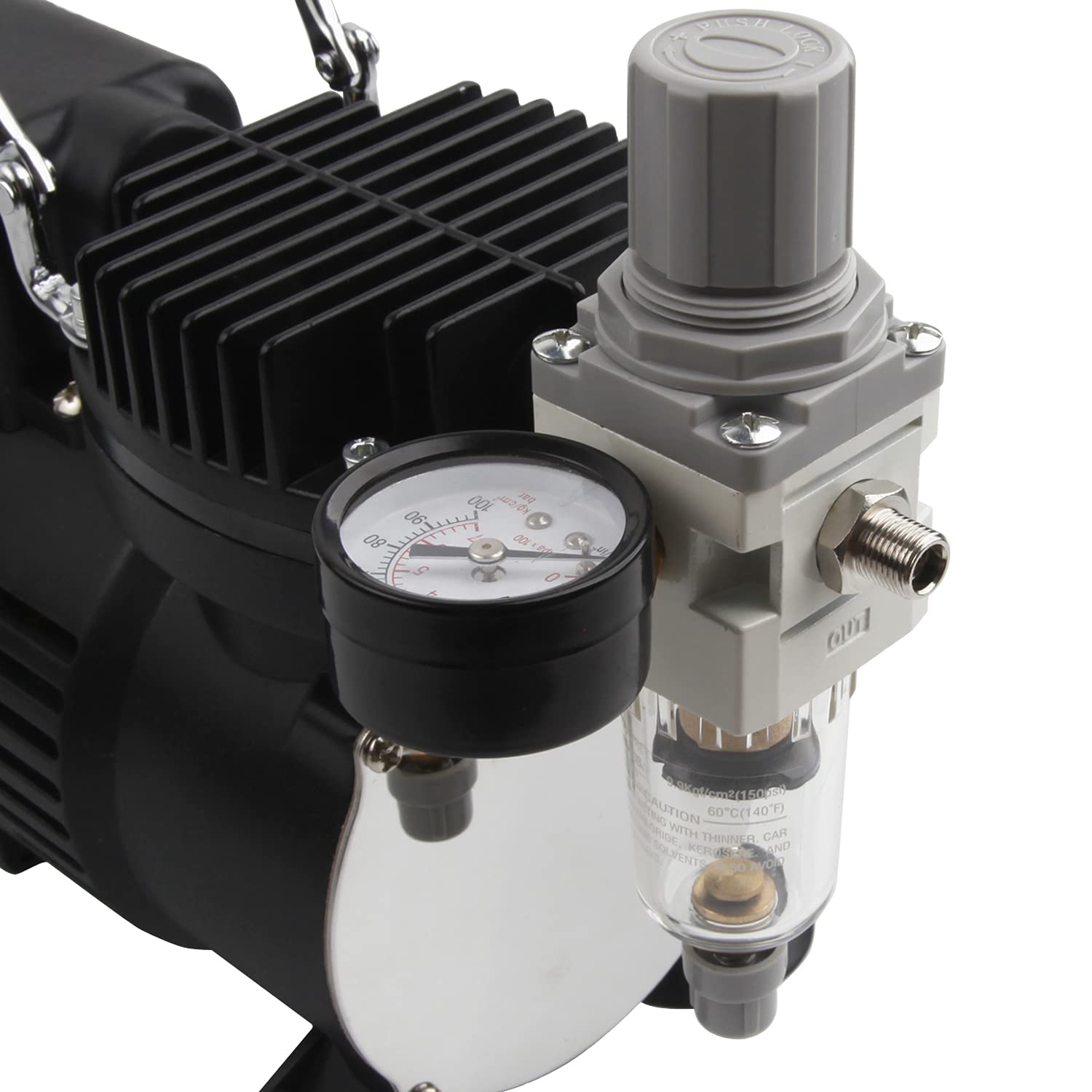Compresor de aerógrafo de lujo Airgoo AG-320 con dos ventiladores, regulador, trampa de humedad para aficiones, decoración de alimentos, tatuajes, gráficos, etc.