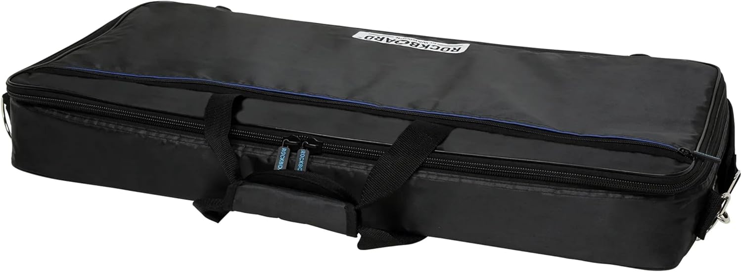 The RockBoard gig bag with zippers open, ready to receive or release the pedalboard.
