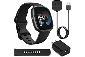 Fitbit Versa 4 Health and Fitness Smart Watch in Black/Graphite with Extended...