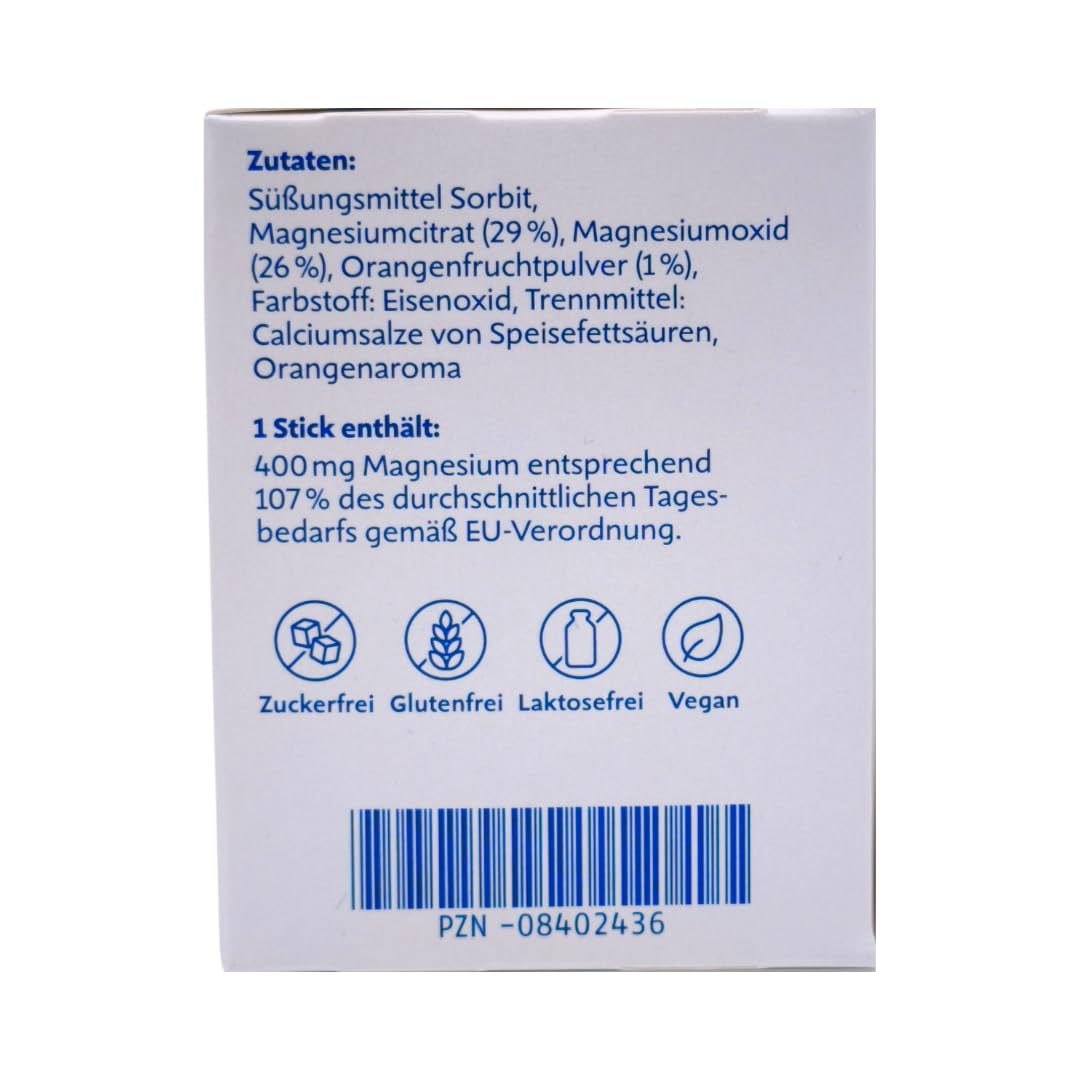 Magnesium Diasporal 400 EXTRA direkt 50 Sticks I Magnesium hochdosiert 400 mg I Direktgranulat ohne Wasser I Magnesium Sticks fruchtig Orange I vegan, zuckerfrei I mit Pharma Perle Duschgel (2x)